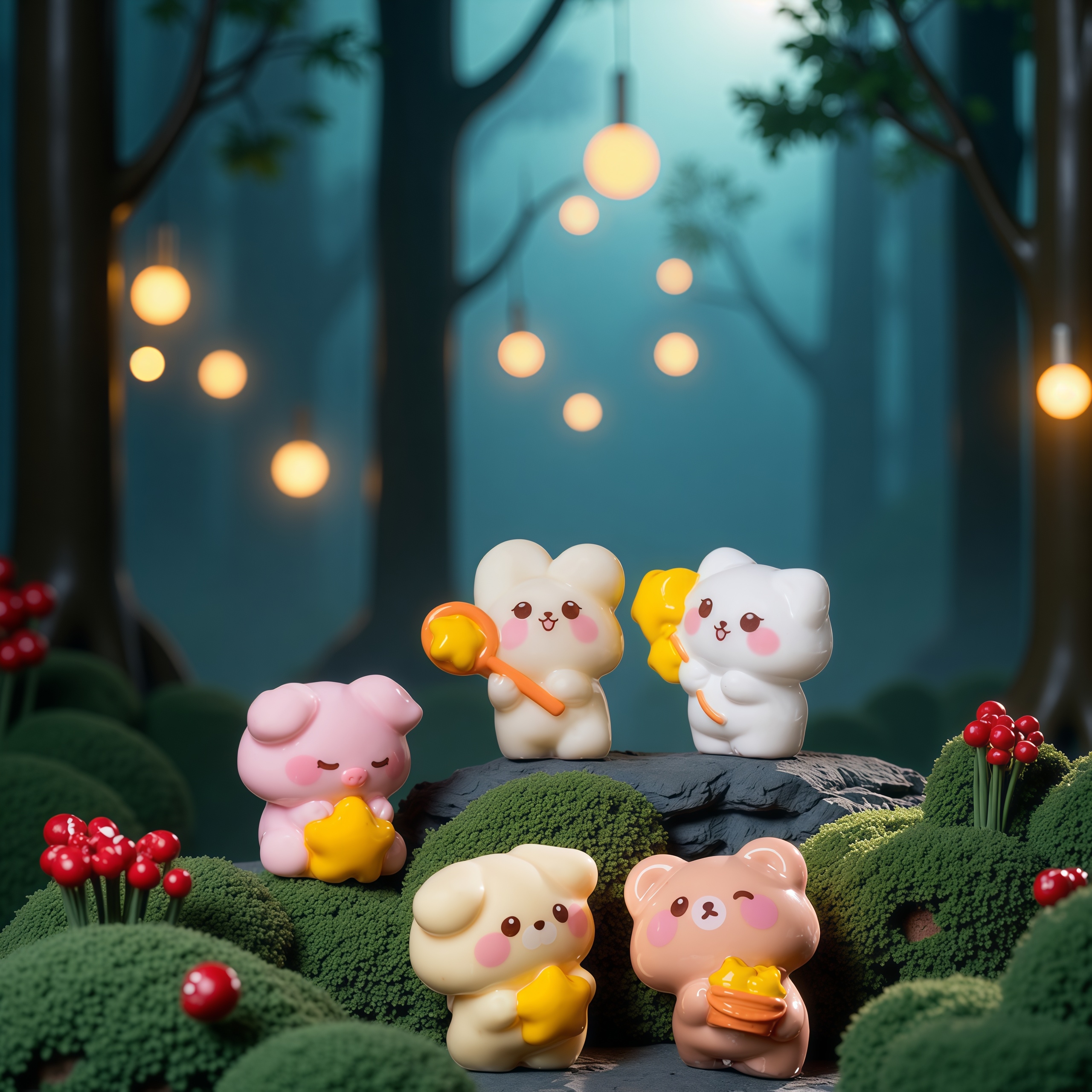 创意可爱抓星星小动物园微景观