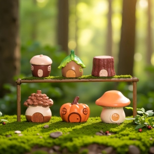 微景观摆件创意可爱森林树屋小房子树脂工艺品diy桌面装 饰品配件