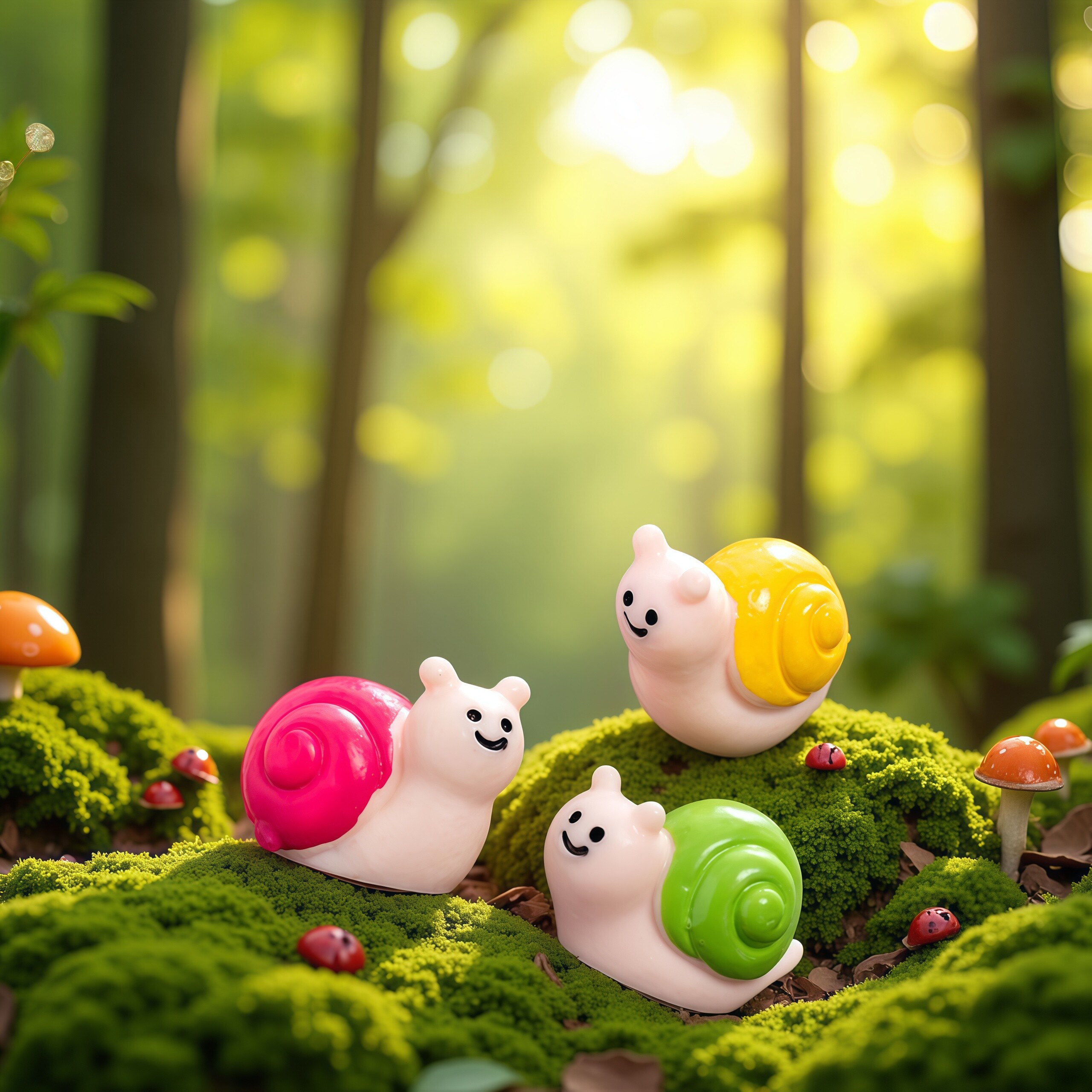 苔藓微景观创意彩色蜗牛公仔