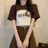 Короткий сексуальный комплект, ретро футболка с коротким рукавом, европейский стиль, в американском стиле