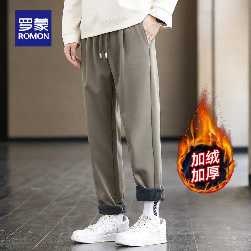 【加绒保暖】罗蒙男士百搭休闲裤2023秋冬新款弹力抗菌抽绳直筒裤怎么看?