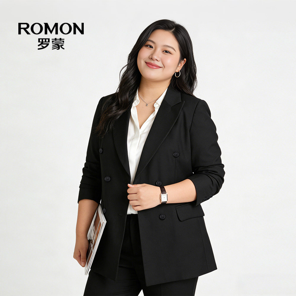 罗蒙大码西服套装女2026夏季新款胖mm面试通勤正装加肥加大西装NX