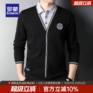 简约时尚 罗蒙男士 新款 2025秋季 舒适保暖上衣 商务休闲假两件针织衫