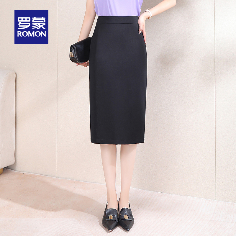 罗蒙女士气质半身裙2025秋季时尚休闲百搭通勤显瘦百搭纯色包臀裙