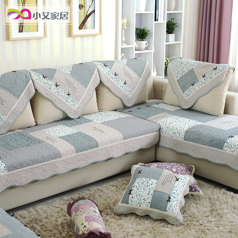 手工拼布艺加厚田园防滑全棉真皮沙发垫四季纯棉组合木沙发坐垫子