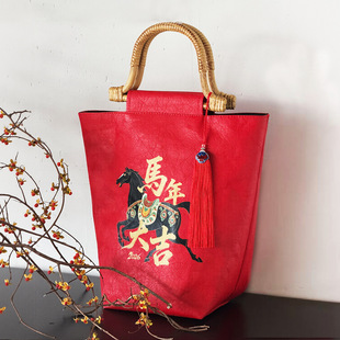 马年新年手提袋礼盒国风创意手提伴手礼包装年货礼品袋年会送礼