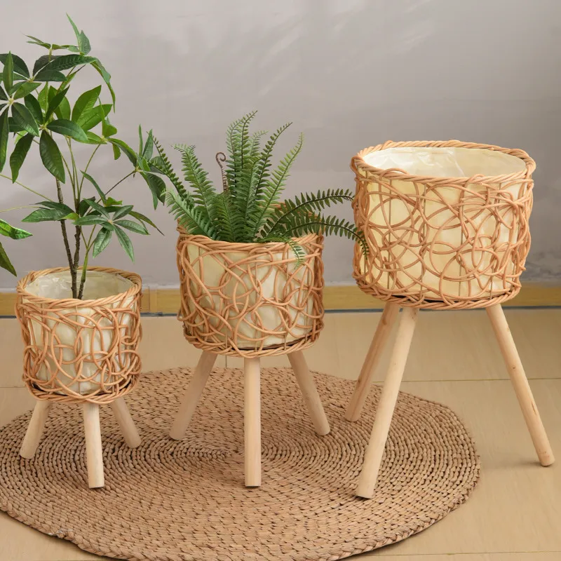 编织花盆客厅盆栽装饰品花架仿藤阳台落地式植物花篮室内置物架,商业/办公家具,办公茶水柜,淘宝优惠券,粉丝福利购,淘宝优惠卷