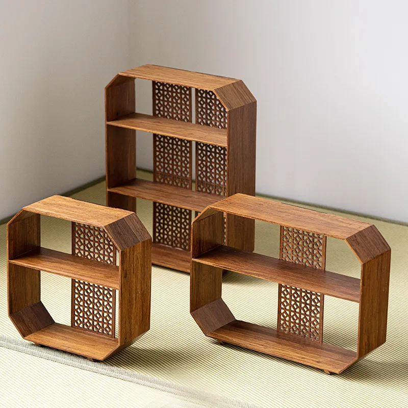 茶杯架子茶具收纳架展示架茶桌台式博古架摆件竹茶棚多宝格置物架