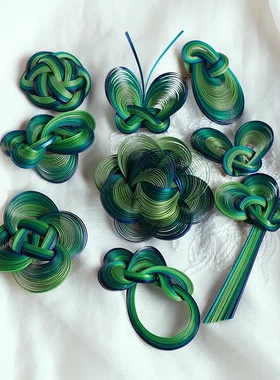 只此青绿非遗手工竹编胸针耳环旗袍汉服发饰发夹竹制品大全竹首饰