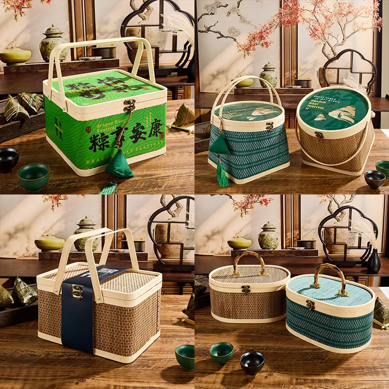 竹编中秋节礼盒竹篮月饼包装盒