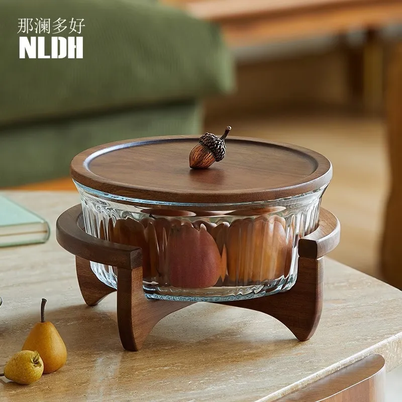 水果盘客厅茶几家用精致干果零食摆放盘高颜值糖果盘玻璃高脚果篮