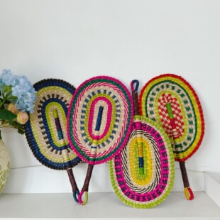 越南手工编织扇海草编扇子非洲元 饰扇子 素摆件古风挂墙装