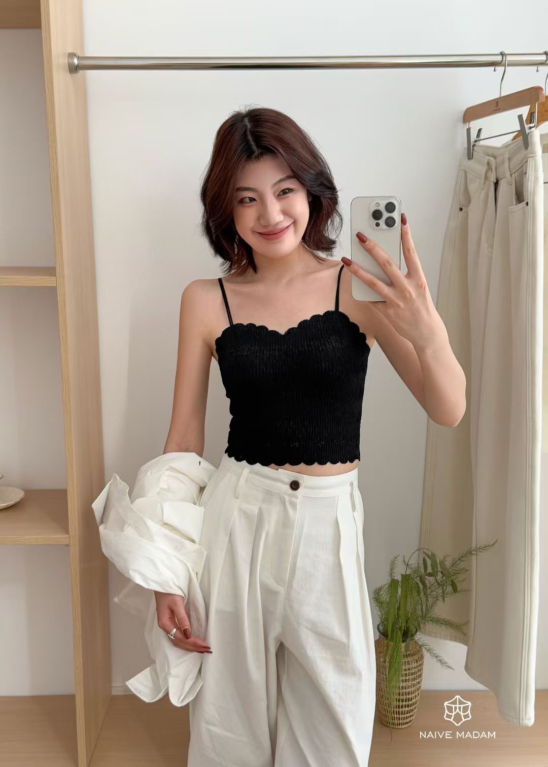 内mu2025春夏四季新蕾丝吊带背心女内搭带文胸垫外穿打底美背上衣