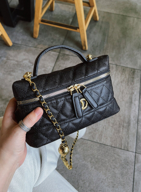 小众设计黑色盒子包女2026新款小香风菱格链条包手提小包包25bag