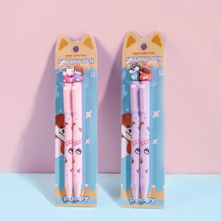 KUKI可奇家卡通冰雪企鹅分享笔按动中性笔学生可爱黑色子弹头水笔