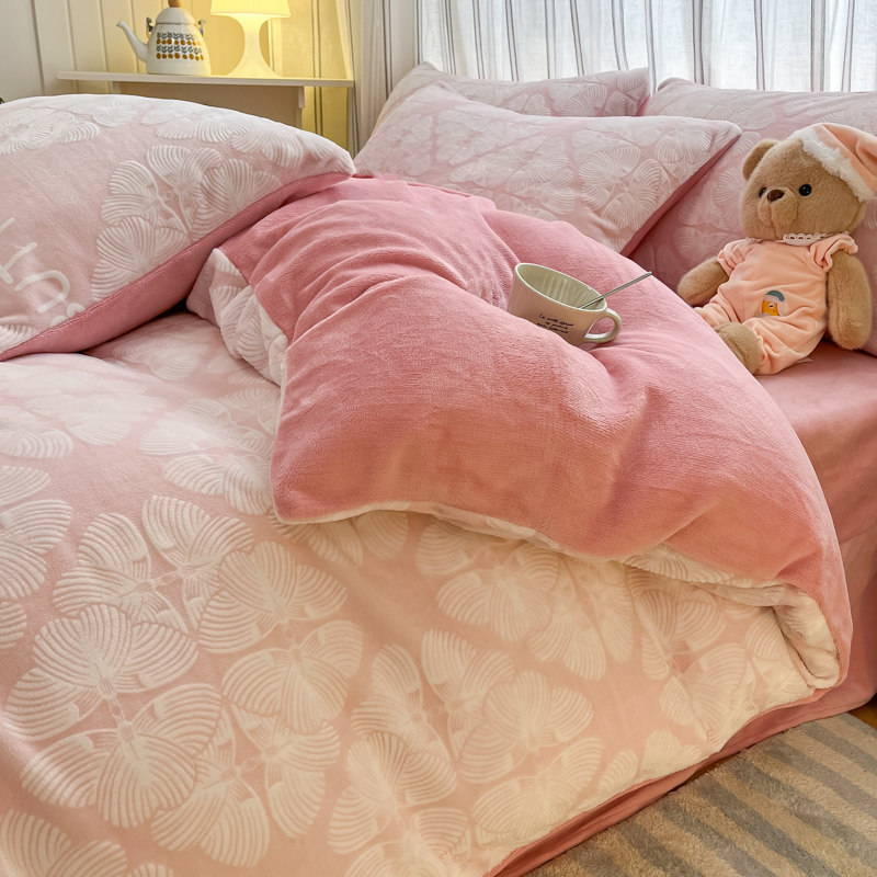 新款230克纯色单件被套牛奶绒单被套双拼烂花单被罩单被套
