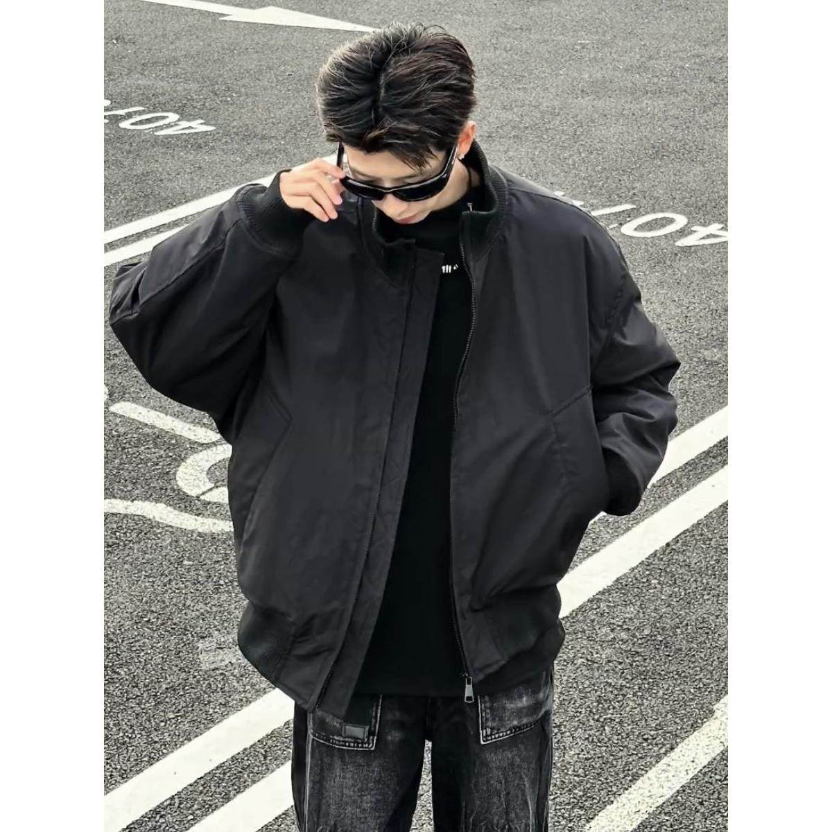 美式飞行员夹克男士秋冬爆款潮流廓形防风外套高级感痞帅立领棉服