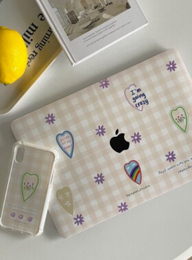 APEEL STUDIO 原创爱心格纹透明保护壳适用苹果笔记本Pro13寸14寸