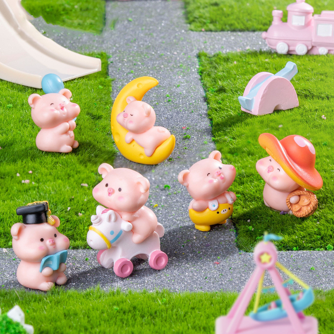 卡通微景观创意可爱小猪呆呆公仔装饰品盲袋配件桌面汽车载小摆件,家居饰品,桌面摆件,淘宝优惠券,粉丝福利购,淘宝优惠卷