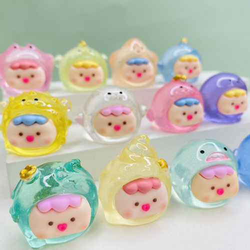 盲袋透色细闪立体海洋动物小摆件