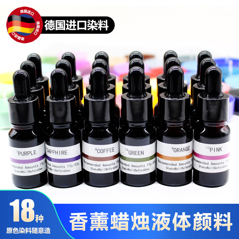 进口染色剂香薰蜡烛液体染料调色颜料色素液体豆蜡石蜡蜂蜡果冻蜡