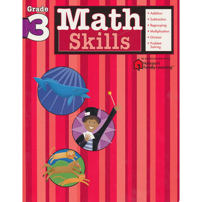 美国小学数学教辅三年级 哈考特家庭学习学科专项训练 Math Skills: Grade 3 Harcourt Family Learning英文原版进口书逻辑思维
