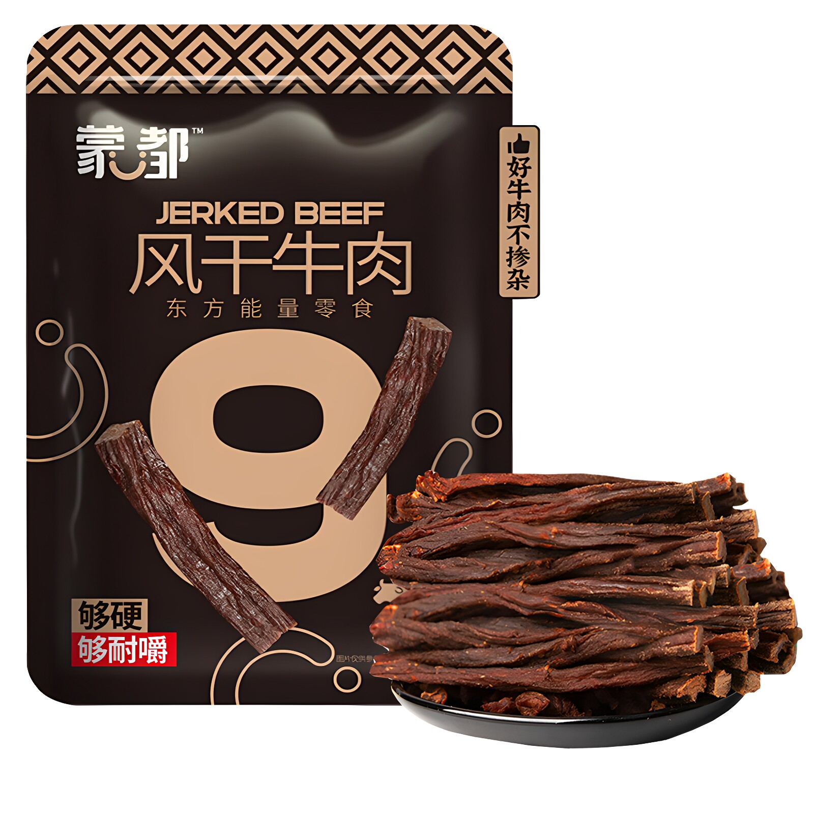 蒙都9成风干手撕牛肉干条正宗内蒙古特产香辣零食小吃200g袋罐装