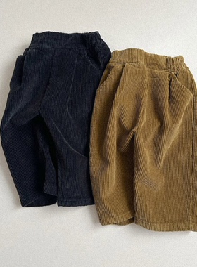 韩国童装代购2025冬新款ATOMEME男女孩宝宝小童百搭休闲灯芯绒裤