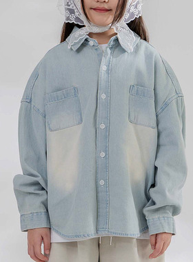 韩国童装代购bucketlist男女孩中大童2026春新款时尚儿童牛仔衬衫