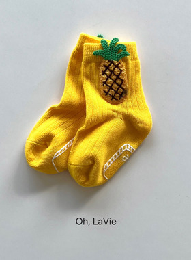 韩国儿童袜子代购春秋季新款OhLaVie男女孩婴幼童卡通水果棉袜