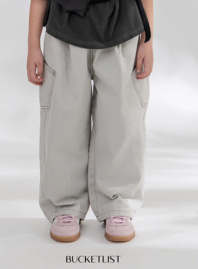 韩国童装代购2026春款bucketlist男女孩时尚中大童百搭宽松休闲裤