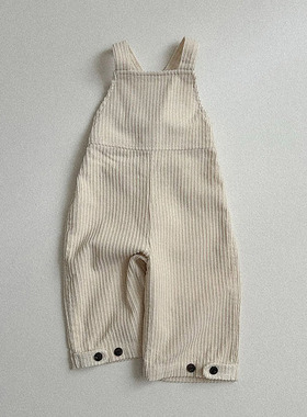 韩国童装代购2025冬新款ATOMEME男女孩宝宝小童百搭灯芯绒背带裤