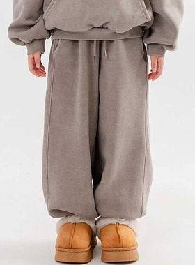 韩国童装代购2025冬新款bucketlist男女孩中大童加厚保暖束口卫裤