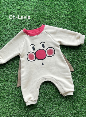 韩国童装代购2025秋婴幼童OhLaVie男女宝宝面包超人披风连身哈衣