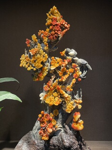 寿山石精品芙蓉摆件装饰喜上眉梢装饰客厅玄关摆件 大气