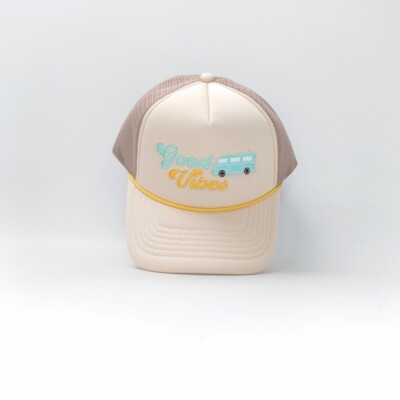 Good Vibes Trucker Cap美国户外沙滩冲浪卡车帽小巴刺绣海绵网帽
