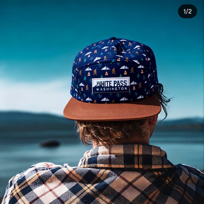 white pass washington x spacecraft 5pannel hat滑雪联名五片帽