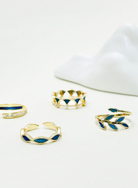 仿点翠孔雀羽毛非遗中性开口戒指