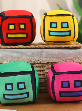 跨境新品几何冲刺游戏骰子公仔geometry dash plush毛绒玩具玩偶