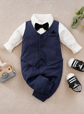 0-18m Newborn Clothing man Handsome Party Suit Formal Cotton