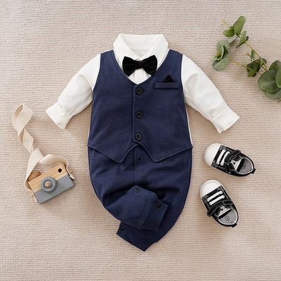 0-18m Newborn Clothing man Handsome Party Suit Formal Cotton