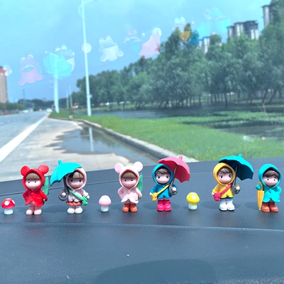 打伞女孩网红新款车载可爱萌宠迷你小摆件汽车小清新装饰用品