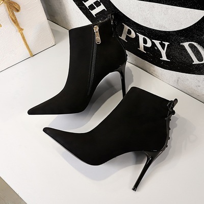 超火高跟细跟磨砂女短靴秋冬