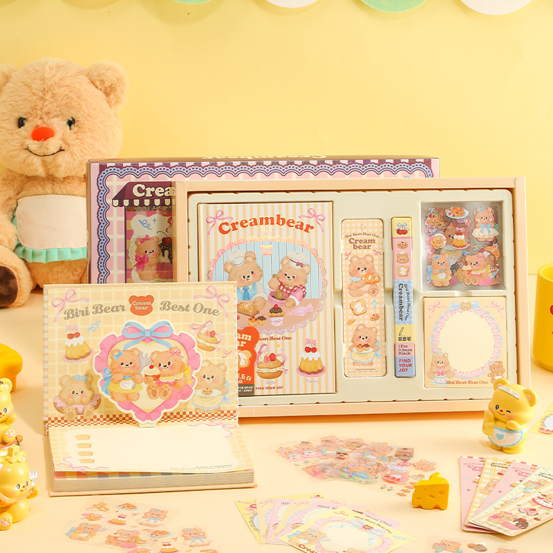 创意卡通奶油小熊生日礼物实用手帐礼盒男女孩生日伴手礼送学生