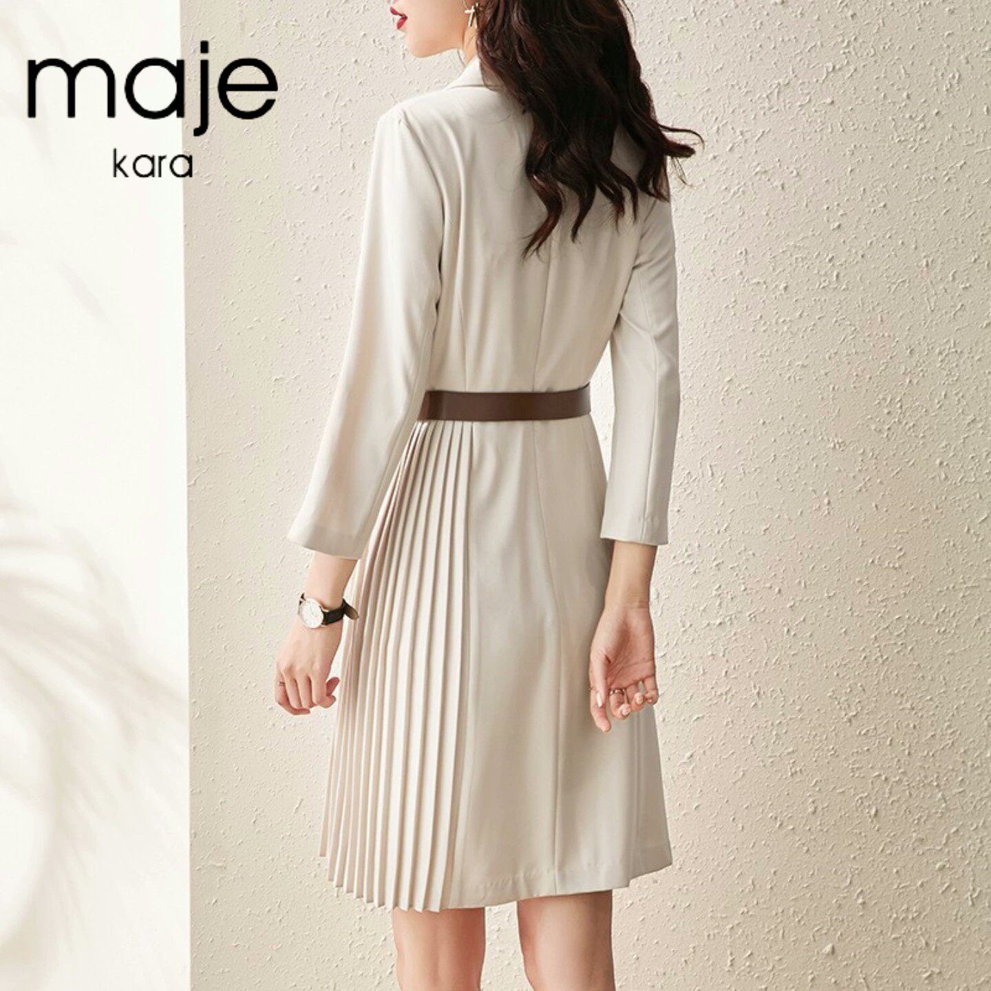 여성을위한 한국 스타일 패션 드레스 2024 봄 신상 하이 엔드 허리 슬리밍 중간 길이 스커트