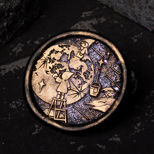 墨下时光分层月亮火漆印章