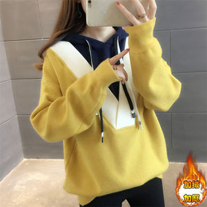 清仓捡漏专柜撤回特大码胖mm300斤宽松显瘦假两件加绒长袖卫衣女