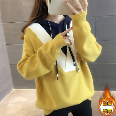 假两件胖mm300斤加绒宽松显瘦