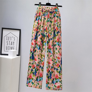 清仓捡漏专柜撤回特大码胖mm300斤直筒裤时尚印花阔腿裤九分裤女