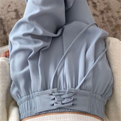 女冰丝垂感休闲阔腿长裤 清仓捡漏专柜撤回特大码 胖mm300斤西裤 女